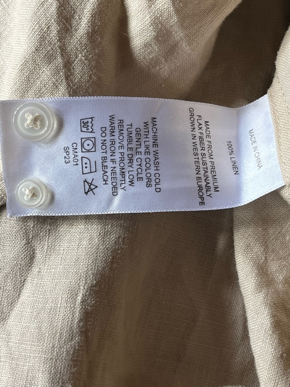 Quince 100% Ethically Sourced Natural European Linen Long Sleeve Top Driftwood - Picture 9 of 12